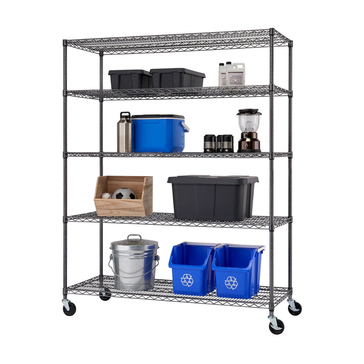 1950-1960年ヴィンテージブラック鉄製シェルフ5本フックつき FT0013 Amazon.com: Stary 5 Shelf Black Bookcase 60 inch Tall Wood