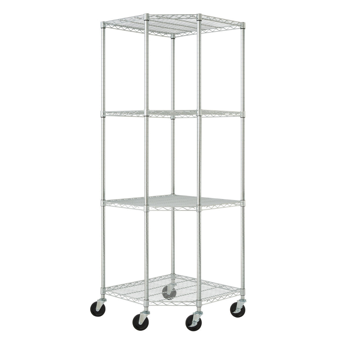 TRINITY EcoStorage® 4-Tier Corner Wire Shelving, NSF, w/ Wheels