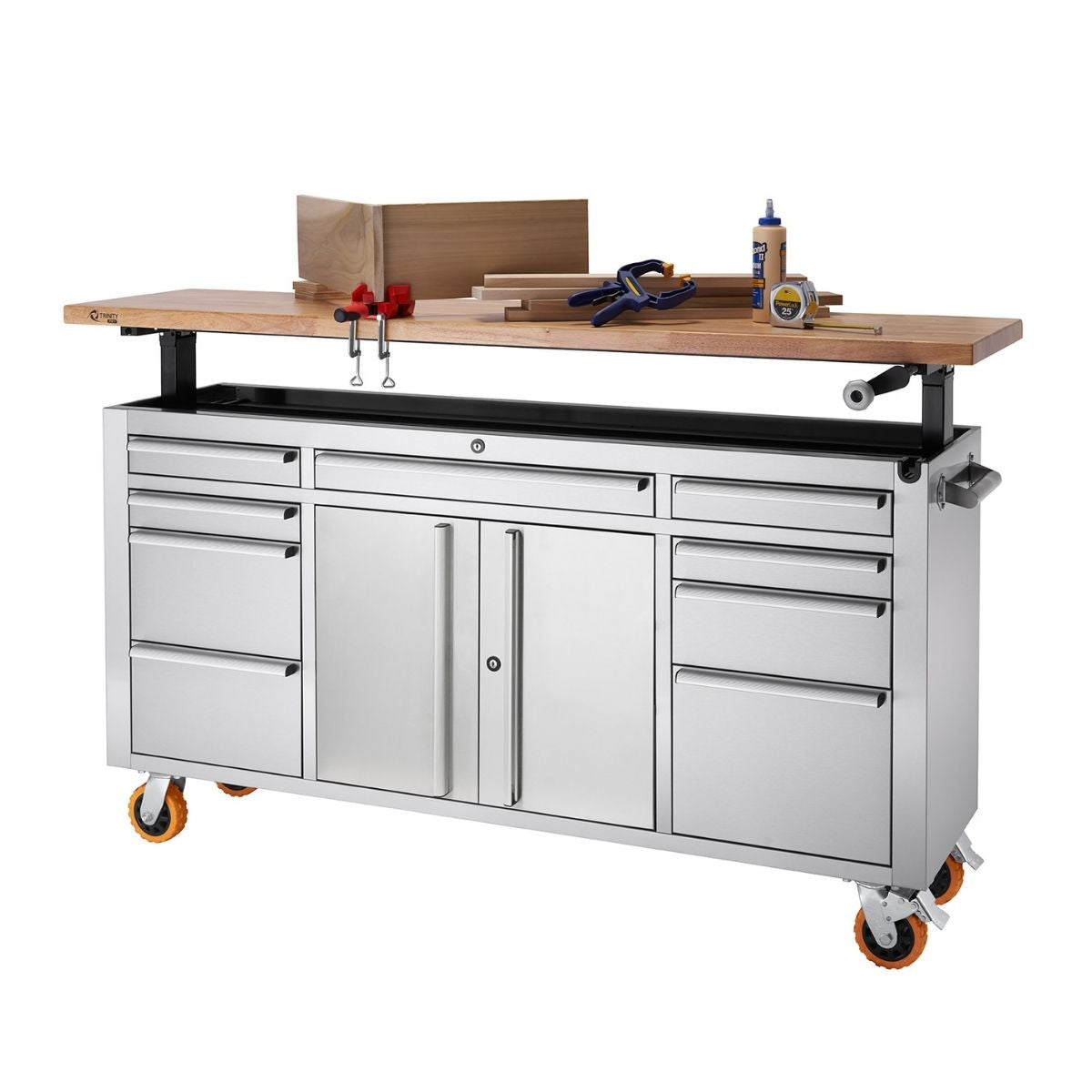 TRINITY Pro 72 x 19 Stainless Steel Rolling workbench with