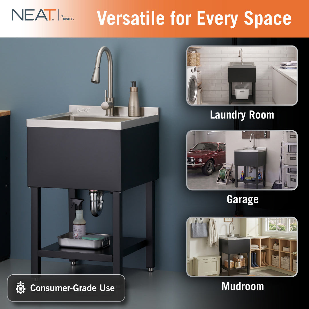NEAT | 18x16x13 Basin | Stainless Steel Utility Sink | NSF | w