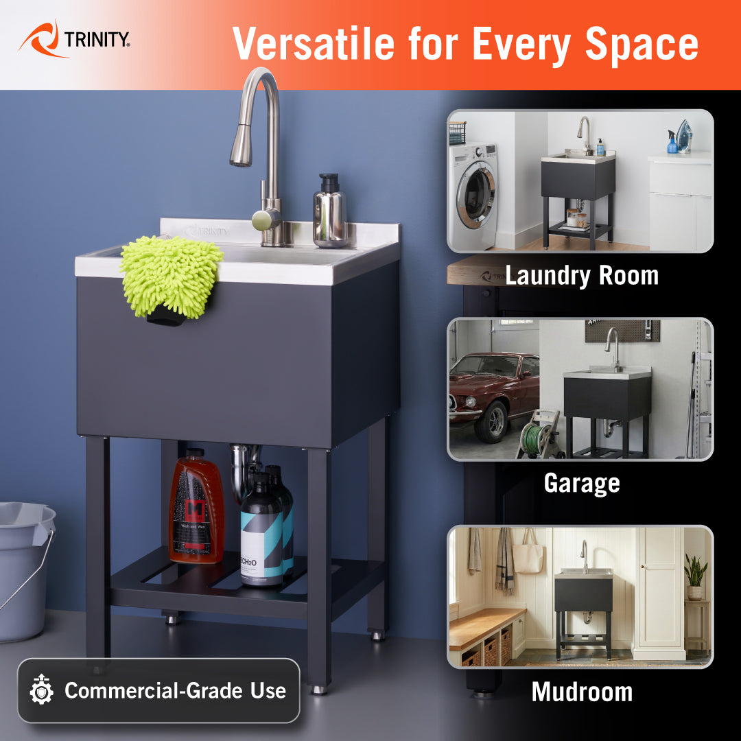 TRINITY® | 18x16x13 Basin | Stainless Steel Utility Sink | NSF | w
