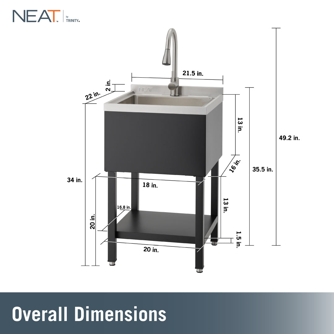 NEAT | 18x16x13 Basin | Stainless Steel Utility Sink | NSF | w
