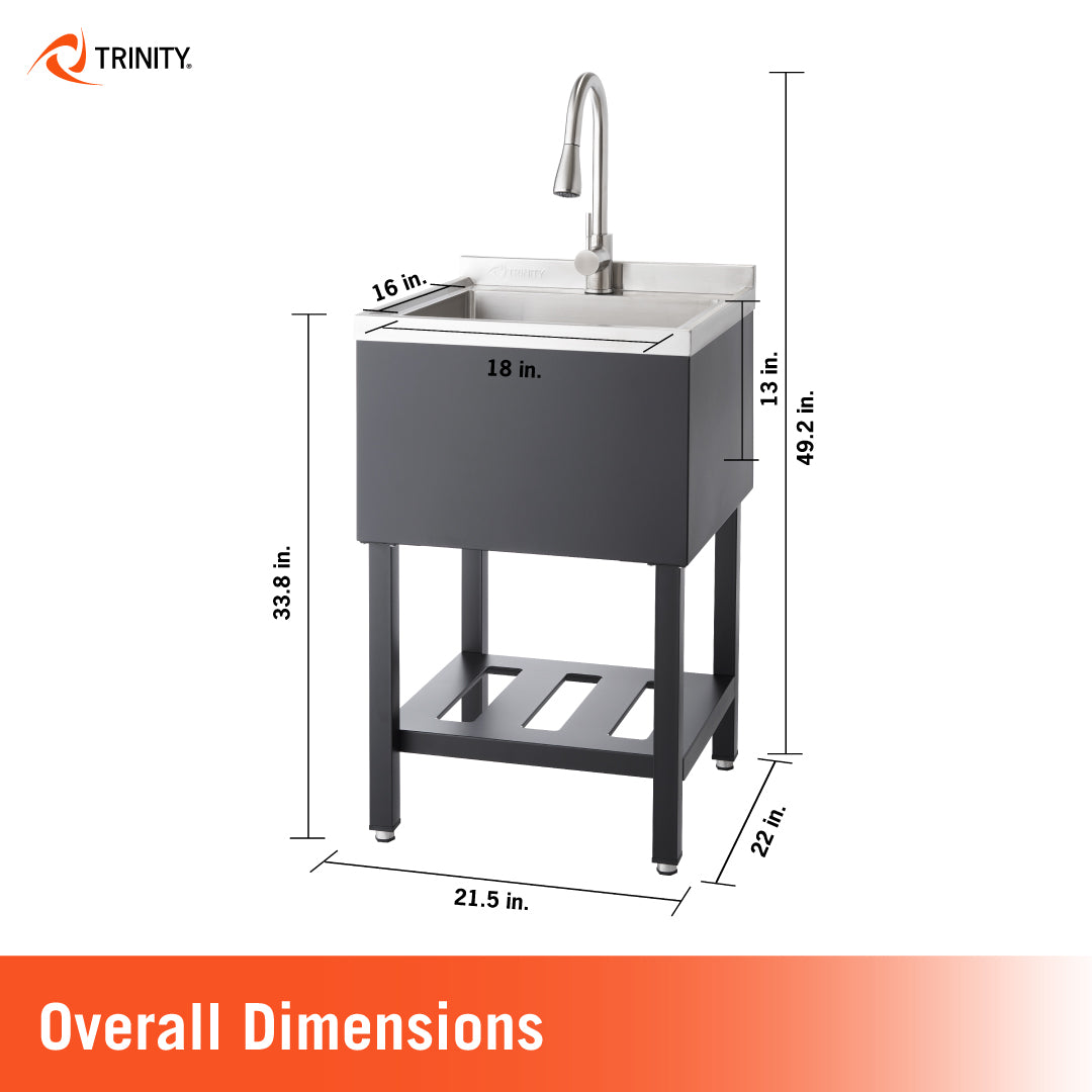TRINITY® | 18x16x13 Basin | Stainless Steel Utility Sink | NSF | w