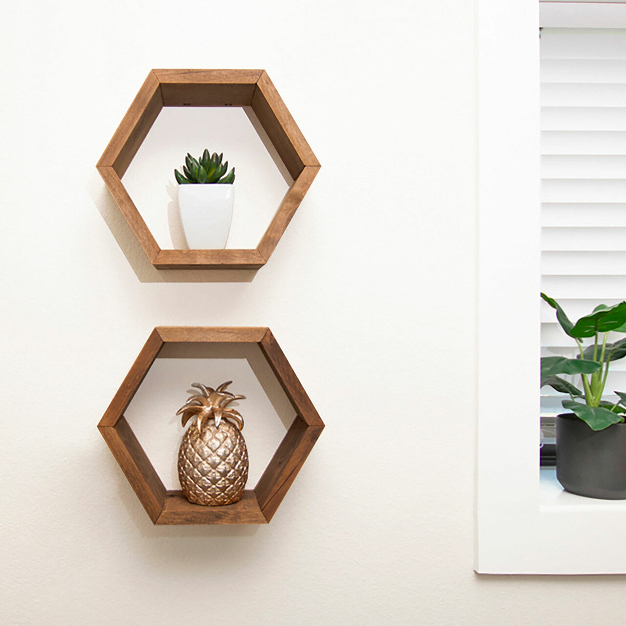 DRAKESTONE | Hexagon Shelves | 2-Pack | Walnut – TRINITY