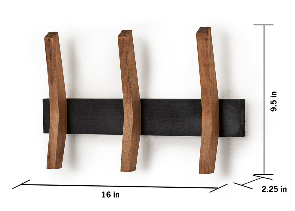 DRAKESTONE Mid-Century Coat Rack w/ Wooden Hooks Black