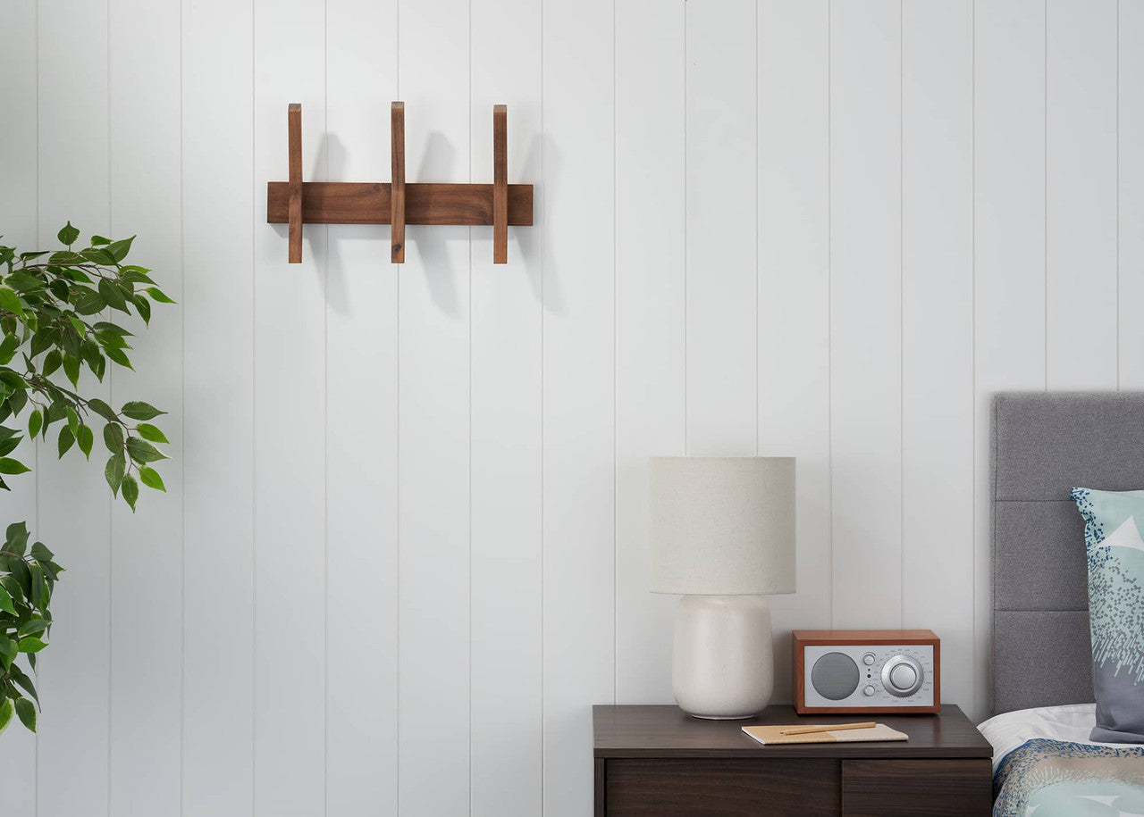 DRAKESTONE | Mid-Century Coat Rack w/ 3 Wooden Hooks | Walnut