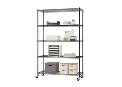 NEAT | 5-Tier | 48"x18"x72" | Wire Shelving Rack | w/ Wheels | NSF | Black