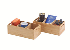 NEAT | Bamboo Stackable Storage Boxes | w/ Dividers | 2-Pack
