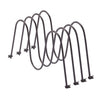 A set of four bronze wire dividers for shelves are arranged diagonally against a white background. Each divider features a wavy top and small plastic clips at the bottom for attachment.