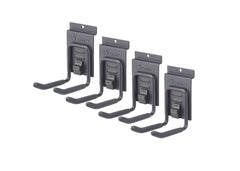 TRINITY | 4" Double Hook for Slatwall | w/ Spring Lock | 4-Pack | Dark Gray