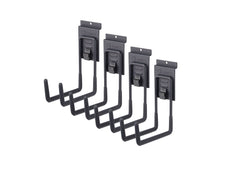 TRINITY | 6" Deep Double Hook for Slatwall | w/ Spring Lock | 4-Pack | Dark Gray