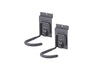 Two dark gray Trinity brand bike hooks are shown against a white background. Each hook has a padded, curved end and a mechanism on the mounting plate labeled "OPEN."