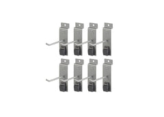TRINITY | 4" Single Hook for Slatwall | w/ Spring Lock | 8-Pack | Gray