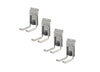 A set of four light gray, U-shaped 4 inches double hooks designed for storage, each with white, padded arms. The hooks are shown against a plain white background, spaced diagonally from top left to bottom right.