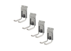 TRINITY | 4" Double Hook for Slatwall | w/ Spring Lock | 4-Pack | Gray