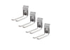 A set of four light gray, U-shaped 8 inch double hooks designed for storage, each with white, padded arms. The hooks are shown against a plain white background, spaced diagonally from top left to bottom right.