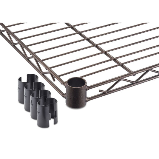 A 48 inch wide by 18 inch deep bronze anthracite shelf with 4 pair of slip sleeves.