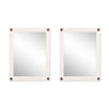 A pair of farmhouse vanity mirrors are mounted next to each other on a white background, suggesting a double sink or shared bathroom design. The mirrors have a walnut finish and a simple, rustic style.
