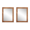 A pair of rectangular mirrors with wooden frames are displayed side by side against a white background. The frames have a natural wood finish with visible grain patterns, giving them a rustic appearance.