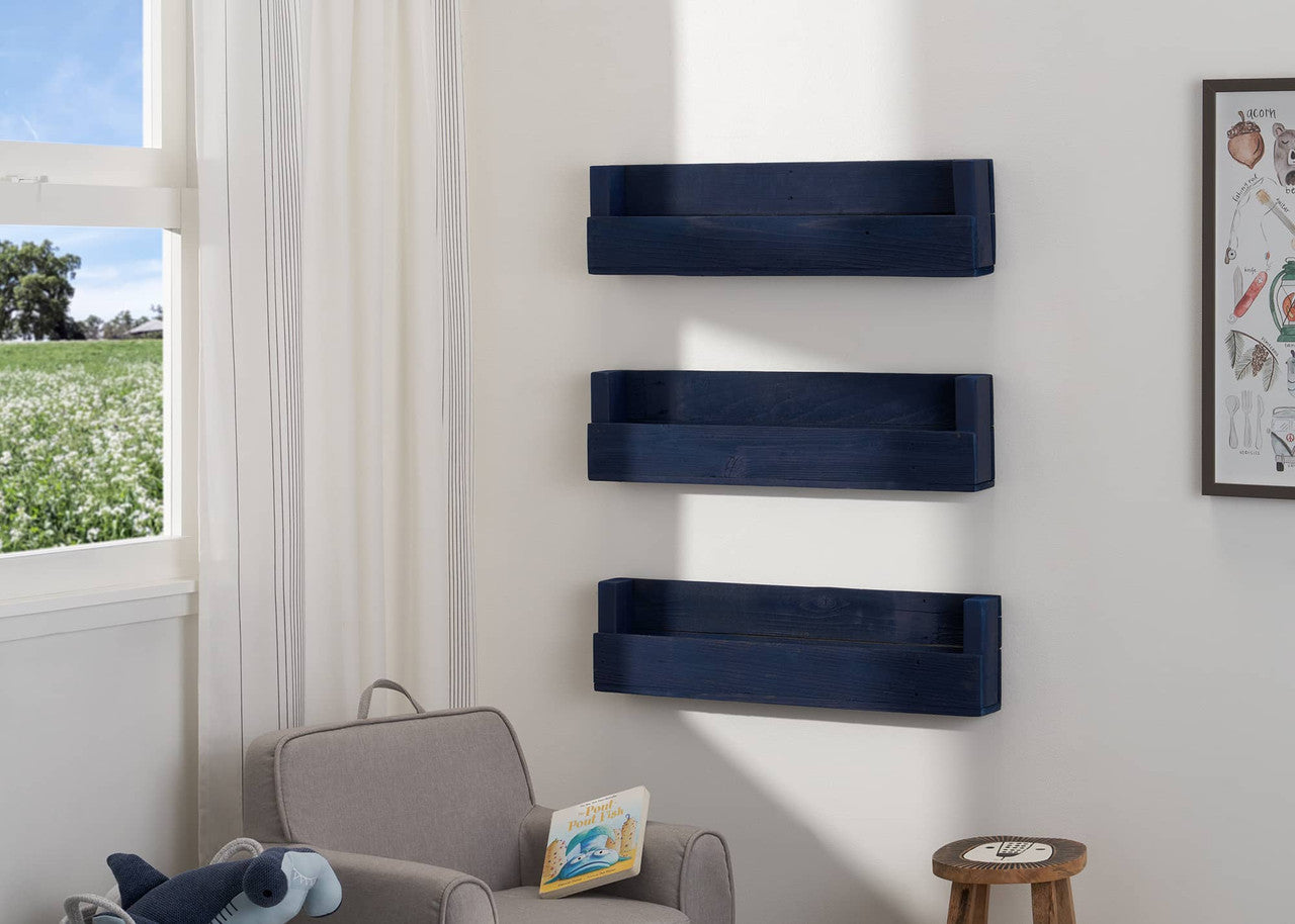 DRAKESTONE 28x4.75x4 Floating Nursery Bookshelf, 3-Pack, Navy