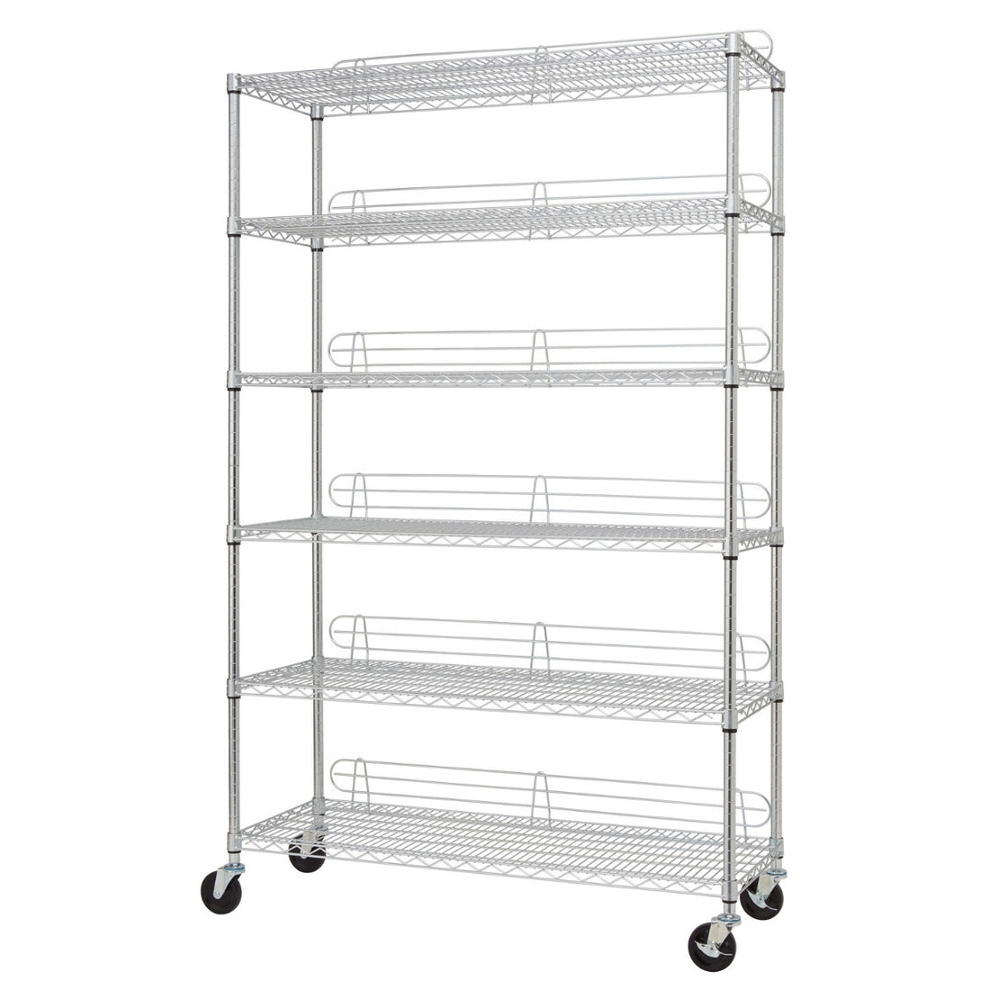 TRINITY EcoStorage® 6-Tier Wire Shelving w/ Backstands & Wheels, NSF ...