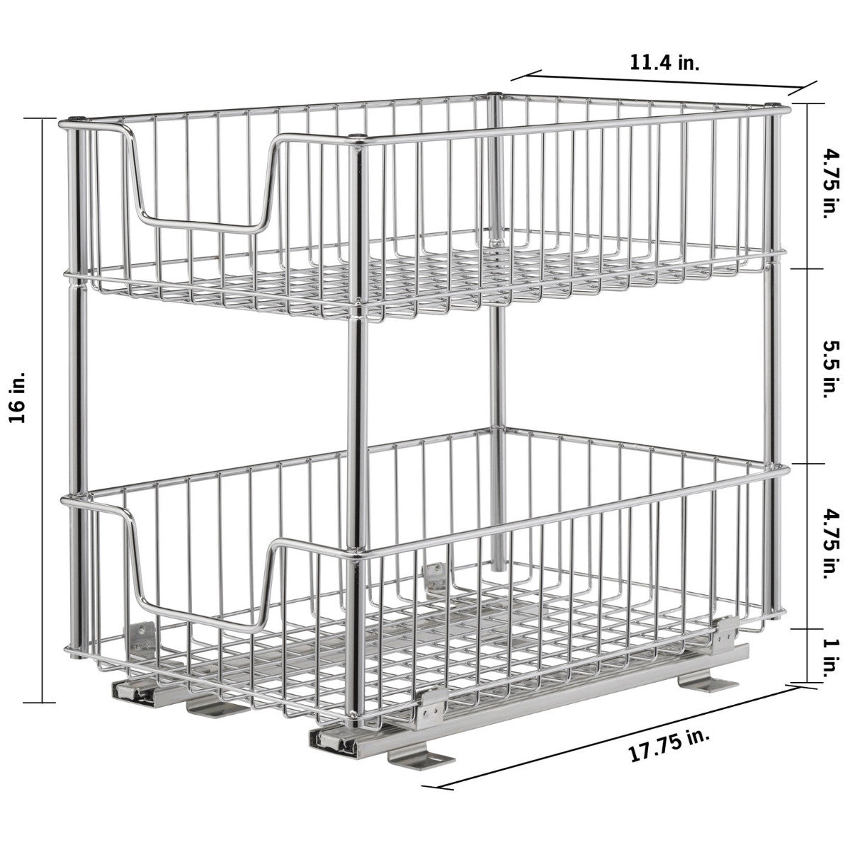 TRINITY 2-Tier Sliding Drawer, Chrome – TRINITY® International
