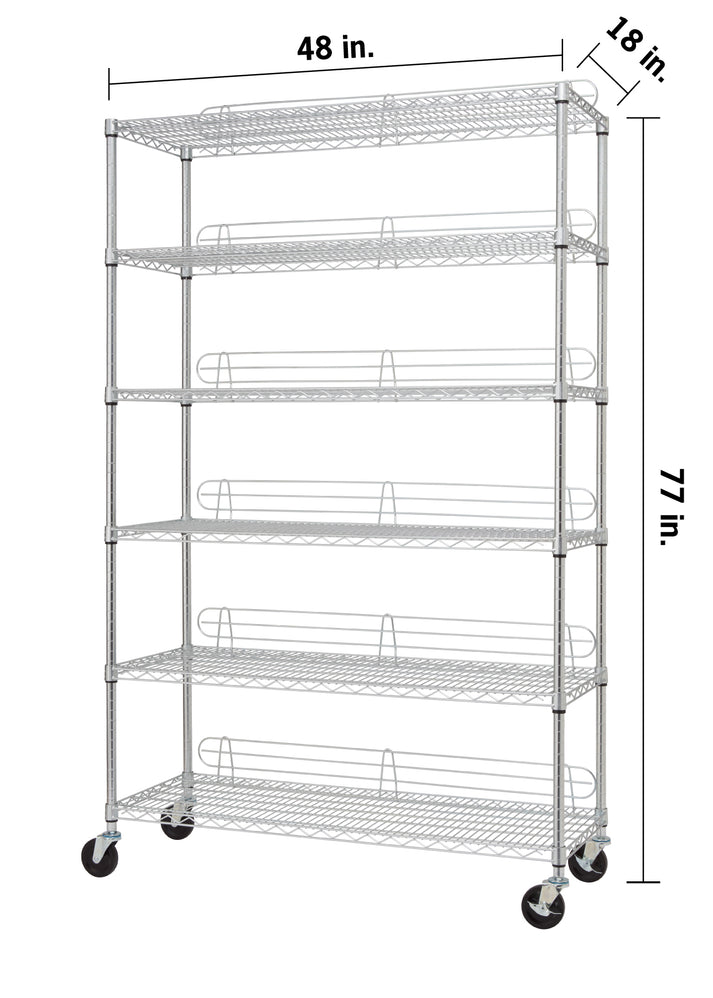 Ware Racks Dims TRINITY EcoStorage® 6-Tier Wire Shelving w/ Backstands & Wheels, NSF ...
