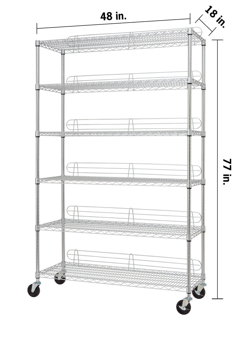TRINITY EcoStorage® 6-Tier Wire Shelving w/ Backstands & Wheels, NSF ...
