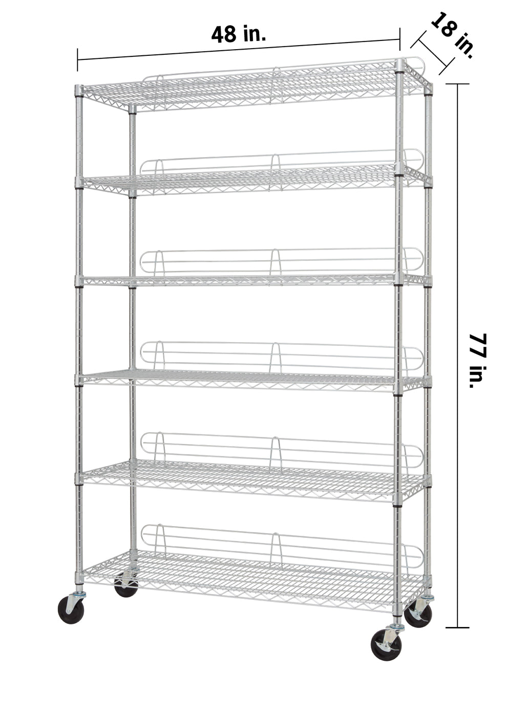 TRINITY EcoStorage® 6-Tier Wire Shelving w/ Backstands & Wheels, NSF ...