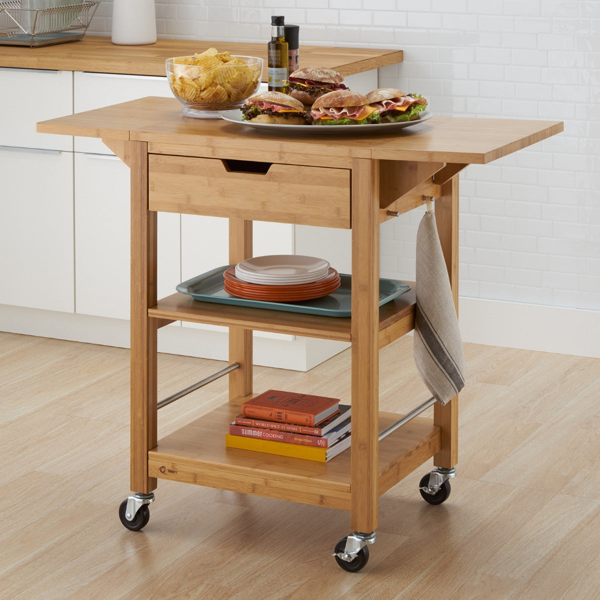 TRINITY EcoStorage® Kitchen Cart w/ Drop Leafs, Bamboo – TRINITY