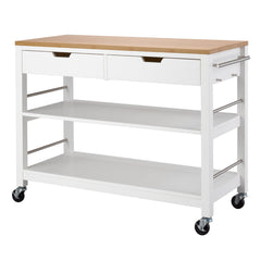 TRINITY | Kitchen Island w/ Drawers | White & Bamboo