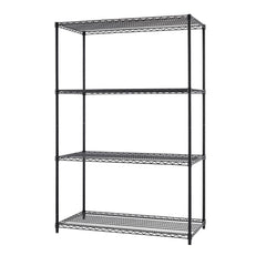 Étagère métallique commerciale TRINITY à 4 niveaux | 48 x 24 x 72 | NSF | Noir | Boîte ouverte