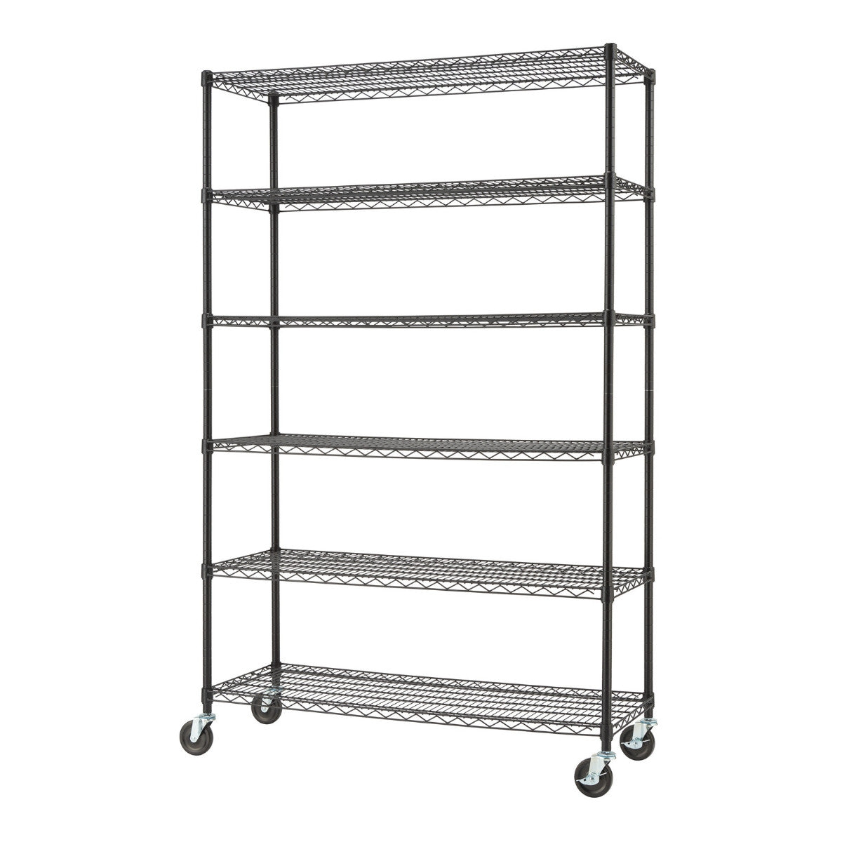 TRINITY BASICS® 6-Tier 48x18x72 Wire Shelving w/ Wheels, Black
