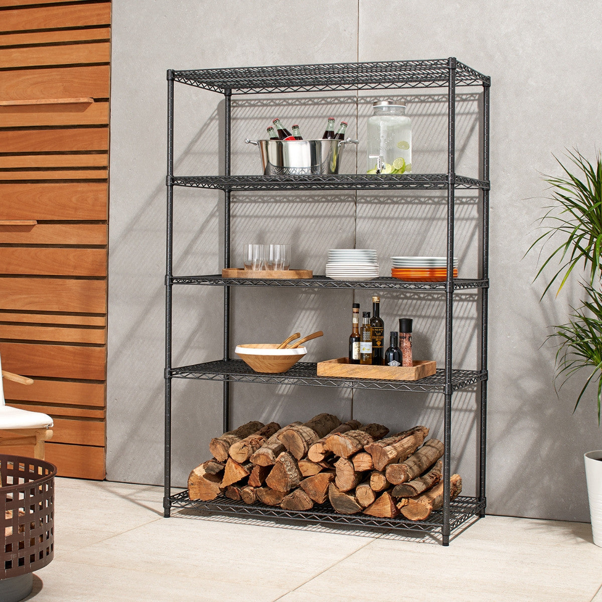 TRINITY PRO 5-Tier 48 x 24 Wire Shelving, Black Anthracite®, NSF