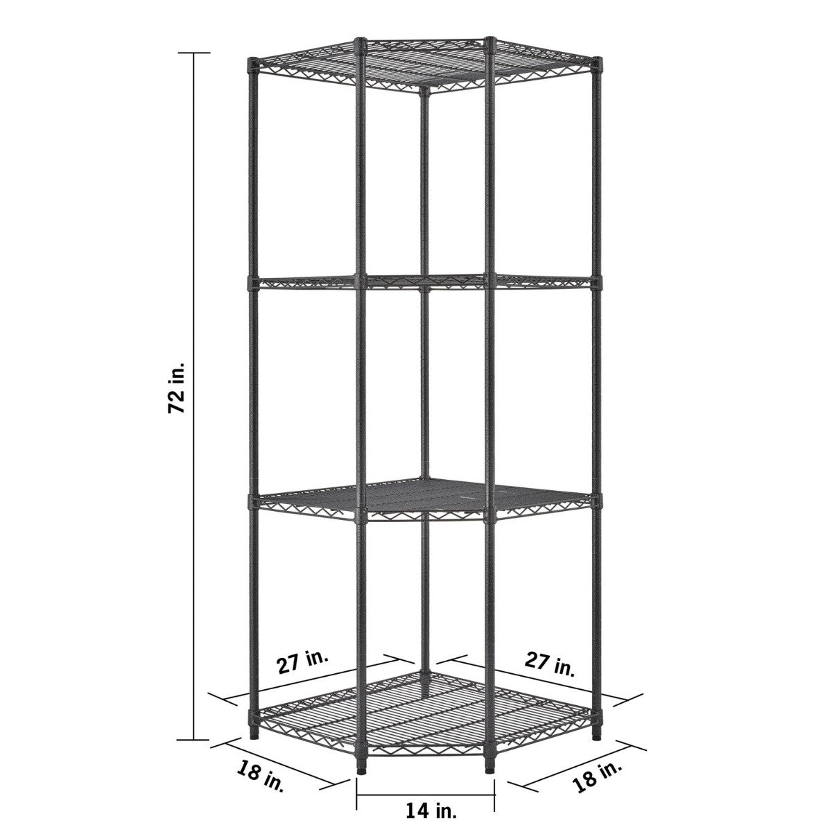 TRINITY PRO 4-Tier Corner Wire Shelving, NSF, Black Anthracite