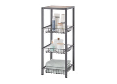 TRINITY 4-Tier | 12x12x30 | Wire Shelving Rack w/Baskets | Dark Gray