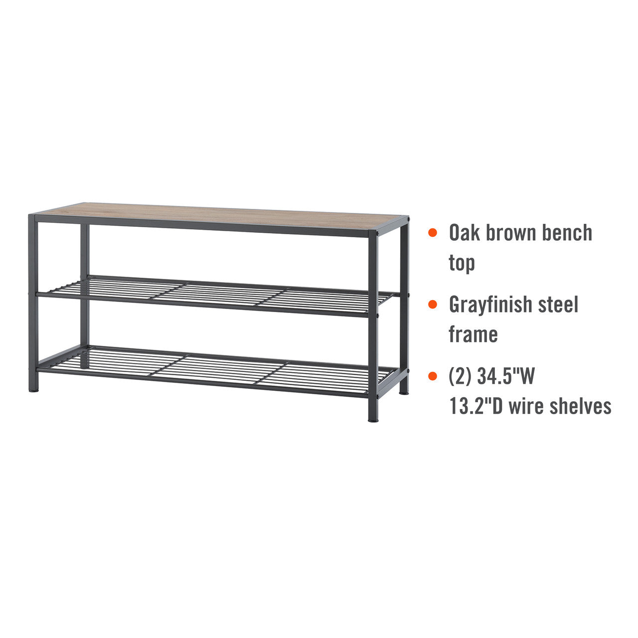 センターピース ディア TRINITY 3-Tier Shoe Bench w/ Wire Shelves, Dark Gray – TRINITY