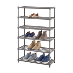 TRINITY | 6-Tier Metal Slat Shoe Rack | Dark Gray | Open Box
