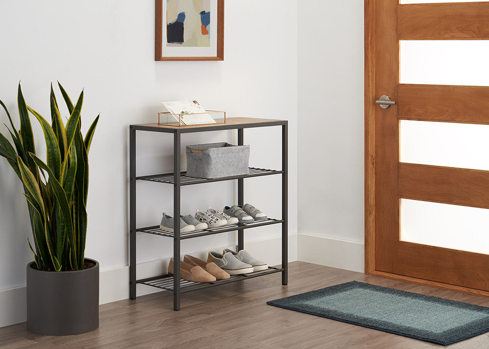 TRINITY® | 4-Tier Shoe Rack w/Console Top | Dark Gray – TRINITY