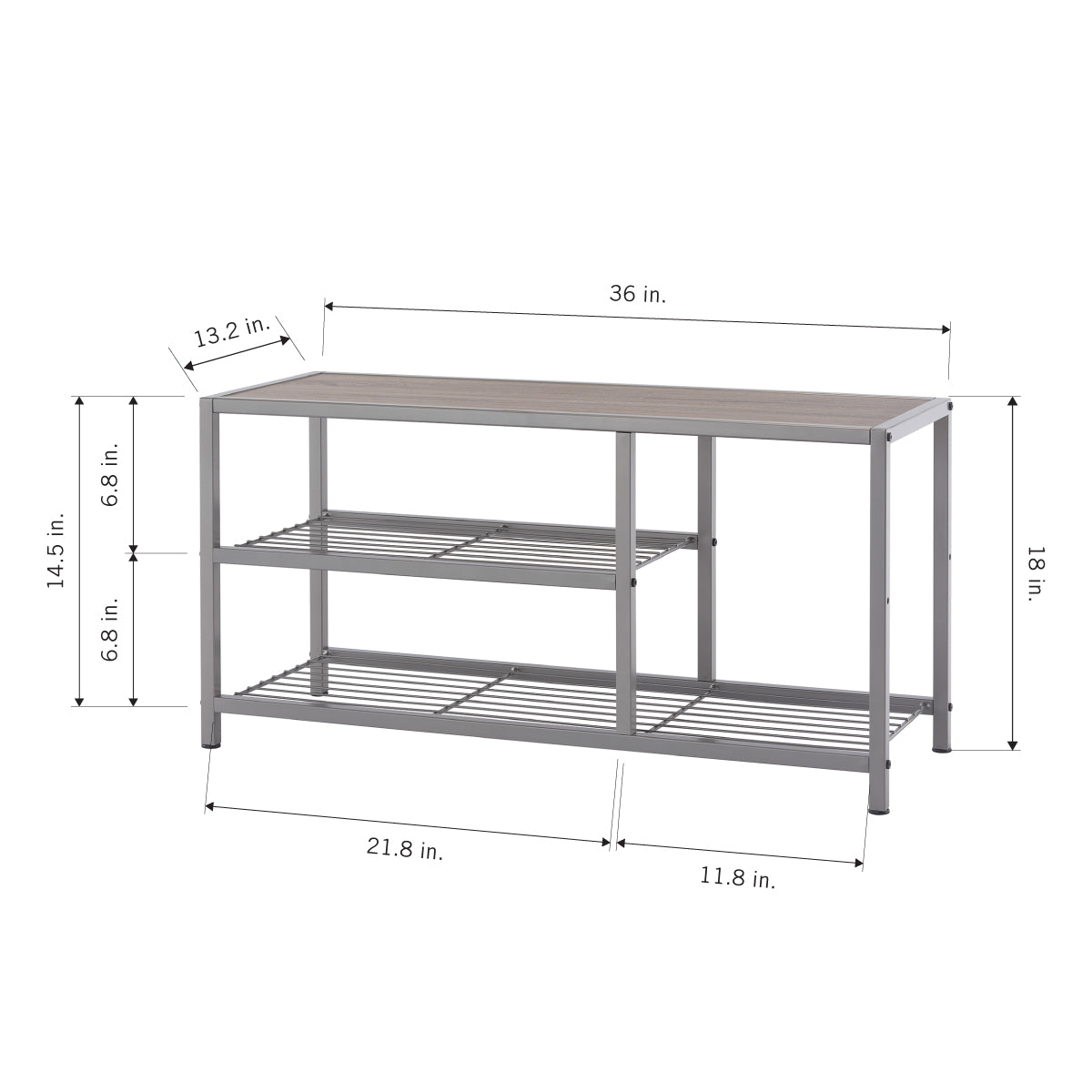TRINITY 3-Tier Shoe Bench w/ Boot Tier Champagne – TRINITY