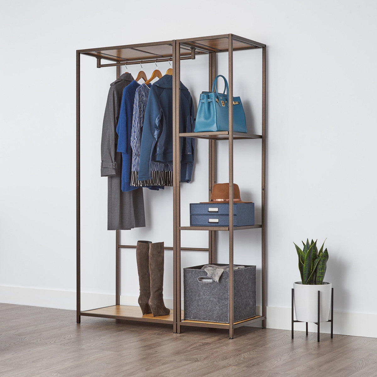 TRINITY Modular Bamboo Closet Organizer, 2-Piece Set, Bronze
