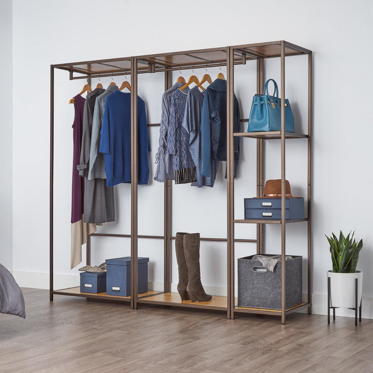 TRINITY Modular Bamboo Closet Organizer, 2-Piece Set, Bronze
