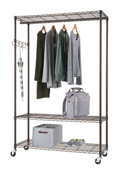 TRINITY® 3-Tier |48x18x75.5| Rolling Garment Rack | Bronze Anthracite®