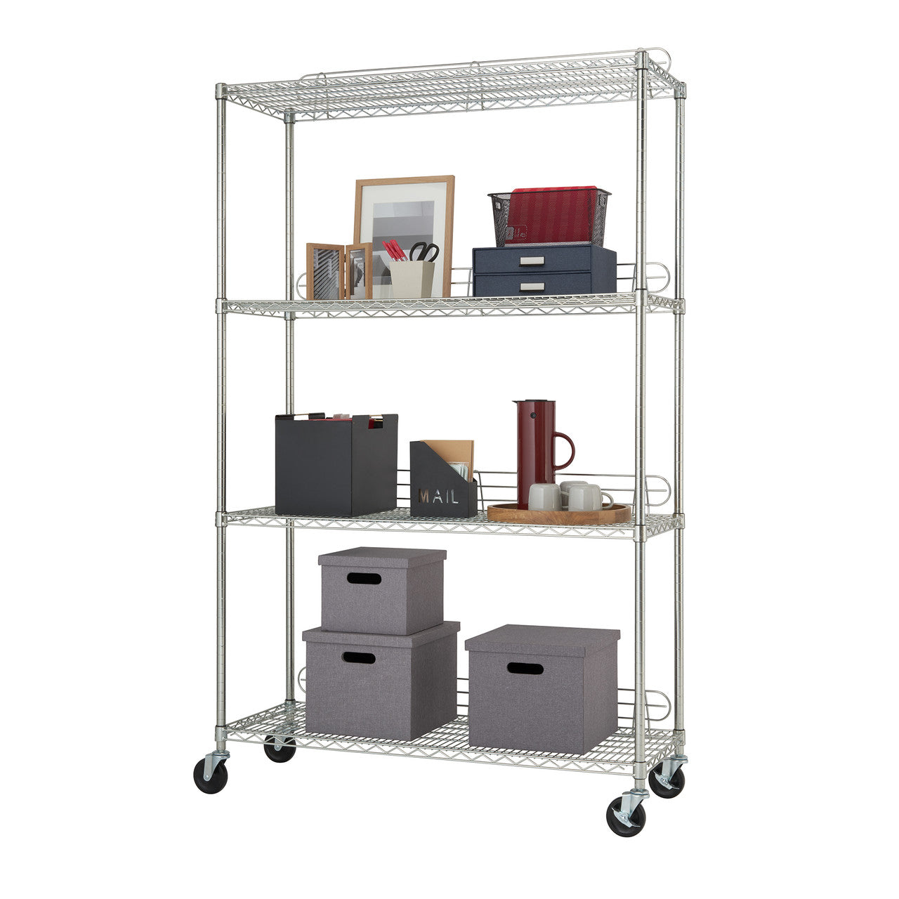 Trinity Storage TRINITY EcoStorage® 4-Tier 48x18x72 Wire Shelving, NSF, w/ Backstands ...