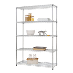 Étagère métallique commerciale TRINITY EcoStorage® à 5 niveaux | 48 x 18 x 72 | NSF | Chrome | Boîte ouverte