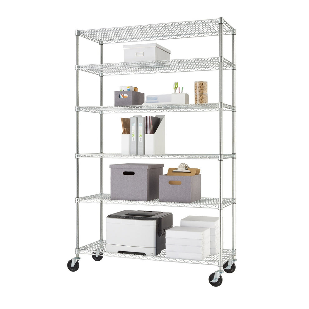 Trinity Storage TRINITY EcoStorage® 6-Tier 48x18x72 Wire Shelving NSF w/ Wheels, Chrome ...