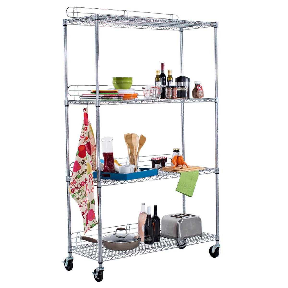 TRINITY EcoStorage® 4-Tier | 48x18x72 | Wire Shelving | NSF | w/ Wheel ...