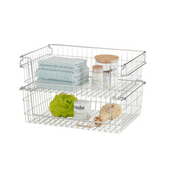 TRINITY EcoStorage® | 19" Stackable Wire Basket | Chrome | 2-Pack