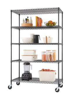 TRINITY® 5-Tier | 48x24x72 | Commercial Wire Shelving | w/ Wheels | NSF | Black Anthracite®