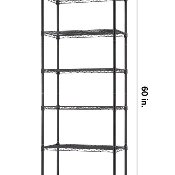 A tall, six-tier black wire shelving unit is shown against a plain white background. Dimension lines indicate that the shelf measures 23.2 inches wide, 13.4 inches deep, and 60 inches tall.